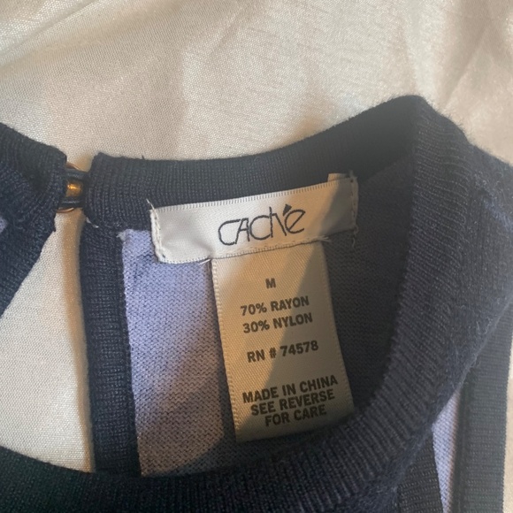 Cache Blue Multi Print Sleeveless Sweater sz M - Picture 4 of 7